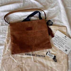 Parker Thatch croc embossed leather purse in tan